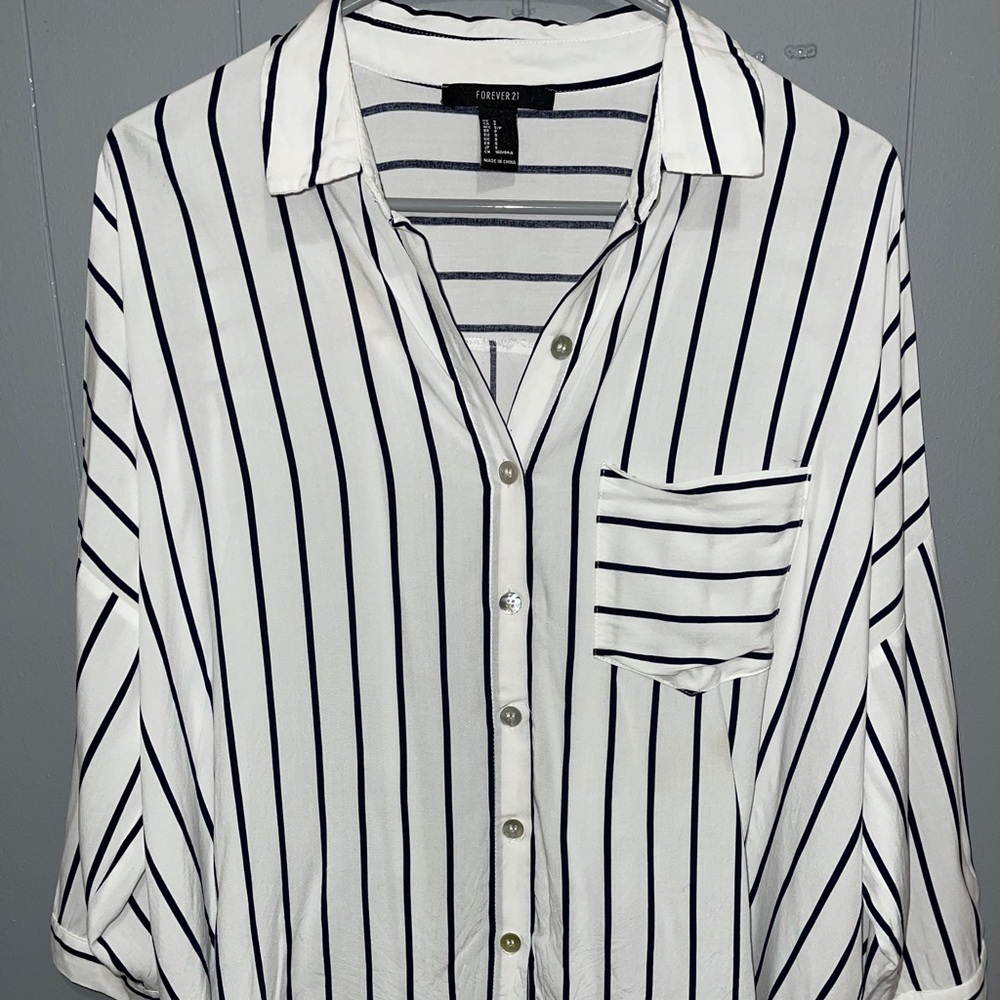 F21 Striped Button Up